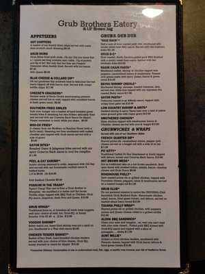 Menu photo 2 Grub Brothers Eatery Washington, NC