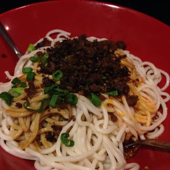 Han Dynasty - Dan Dan noodles (btw on the menu, it says spicy noodles with minced pork under the appetizer section).  Very good, but spicy! - Chinese Near Me - Exton, Pennsylvania