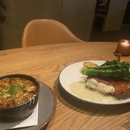 French onion soup and Schnitzel French onion soup and Schnitzel
