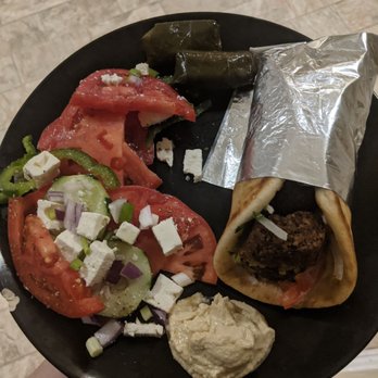 Opa Opa - My delivery order-- falafel pita, hummus, Horiatiki salad, and dolmades - Greek Near Me - Wilmington, Delaware Opa Opa - My delivery order-- falafel pita, hummus, Horiatiki salad, and dolmades - Greek Near Me - Wilmington, Delaware