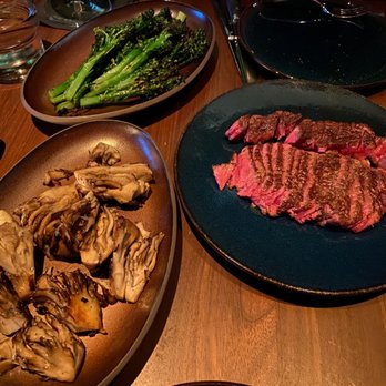 Matu - Broccolini, Mastake Mushrooms, and Ribeye - Steakhouses Near Me - Beverly Hills, California Matu - Broccolini, Mastake Mushrooms, and Ribeye - Steakhouses Near Me - Beverly Hills, California