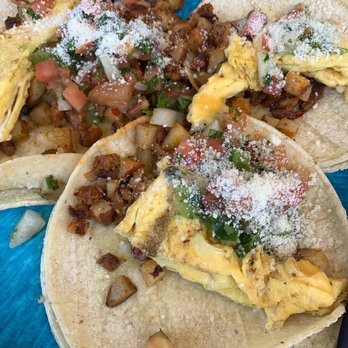 Sunrise Memphis - 3 AMIGOS TACOS $10   house-made chorizo, scrambled eggs, potatoes, pico de gallo, salsa verde, cotija on corn tortillas - Breakfast & Brunch Near Me - Memphis, Tennessee
