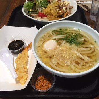 Marugame Udon - Teriyaki chicken salad, Kake udon and shrimp tempura! - Japanese Near Me - Honolulu, Hawaii