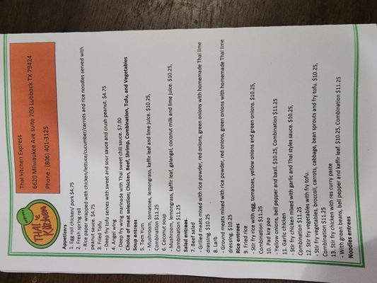 Menu photo 2 Thai Kitchen Express Lubbock, TX