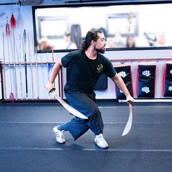 New England Kung Fu - Tai Chi - Jo Gau Cam performing double broadswords