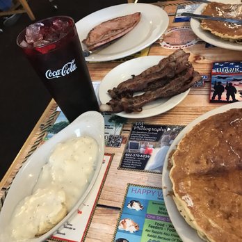 Ronnie's Cafe - Two Half stacks with side of biscuits and gravy, bacon and ham. - Breakfast & Brunch Near Me - Glendale, Arizona Ronnie's Cafe - Two Half stacks with side of biscuits and gravy, bacon and ham. - Breakfast & Brunch Near Me - Glendale, Arizona