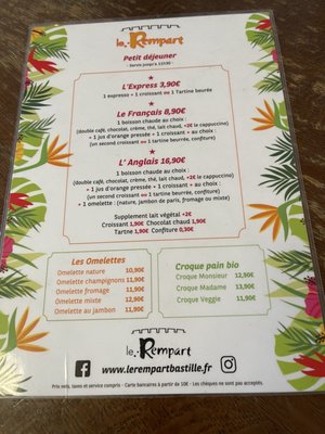 Menu photo 2 Le Rempart Paris, 75 Menu photo 2 Le Rempart Paris, 75