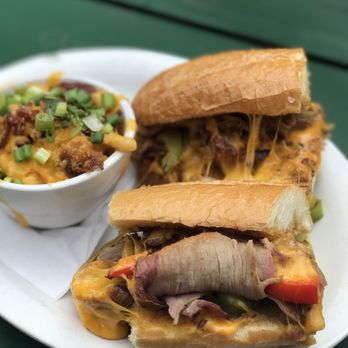 Eel River Brewing - Tri-tip Cheesesteak with mac and cheese - Pubs Near Me - Fortuna, California