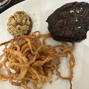 Echo & Rig - Wagu filet mignon comes with onion sting and one stuffed mushroom I got medium probably should have got medium rare - Steakhouses Near Me - Henderson, Nevada Echo & Rig - Wagu filet mignon comes with onion sting and one stuffed mushroom I got medium probably should have got medium rare - Steakhouses Near Me - Henderson, Nevada