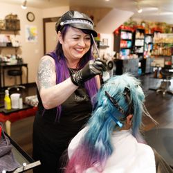 Hairetics Salon - Vivid colors always put a big smile on our face!