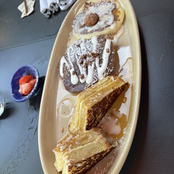 Snooze, an A.M. Eatery - Pancake Flight Customized - Breakfast & Brunch Near Me - Charlotte, North Carolina Snooze, an A.M. Eatery - Pancake Flight Customized - Breakfast & Brunch Near Me - Charlotte, North Carolina