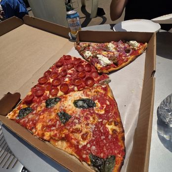 Artichoke Basille’s Pizza - Our three slices: Staten Island, Margherita, and Pepperoni. - Pizza Near Me - New York, New York Artichoke Basille’s Pizza - Our three slices: Staten Island, Margherita, and Pepperoni. - Pizza Near Me - New York, New York