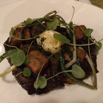 Gracie's - Steak w/egg & polenta cubes. Delicious - New American Near Me - Providence, Rhode Island Gracie's - Steak w/egg & polenta cubes. Delicious - New American Near Me - Providence, Rhode Island