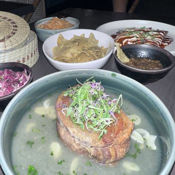 Viva - Chicharron, chips and salsa, side of rice, side of tortilla, lobster enchiladas plus Mango ice tea and Coke=$172.00 with tip - Mexican Near Me - Las Vegas, Nevada