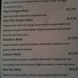Asiana House - Part of the special maki menu