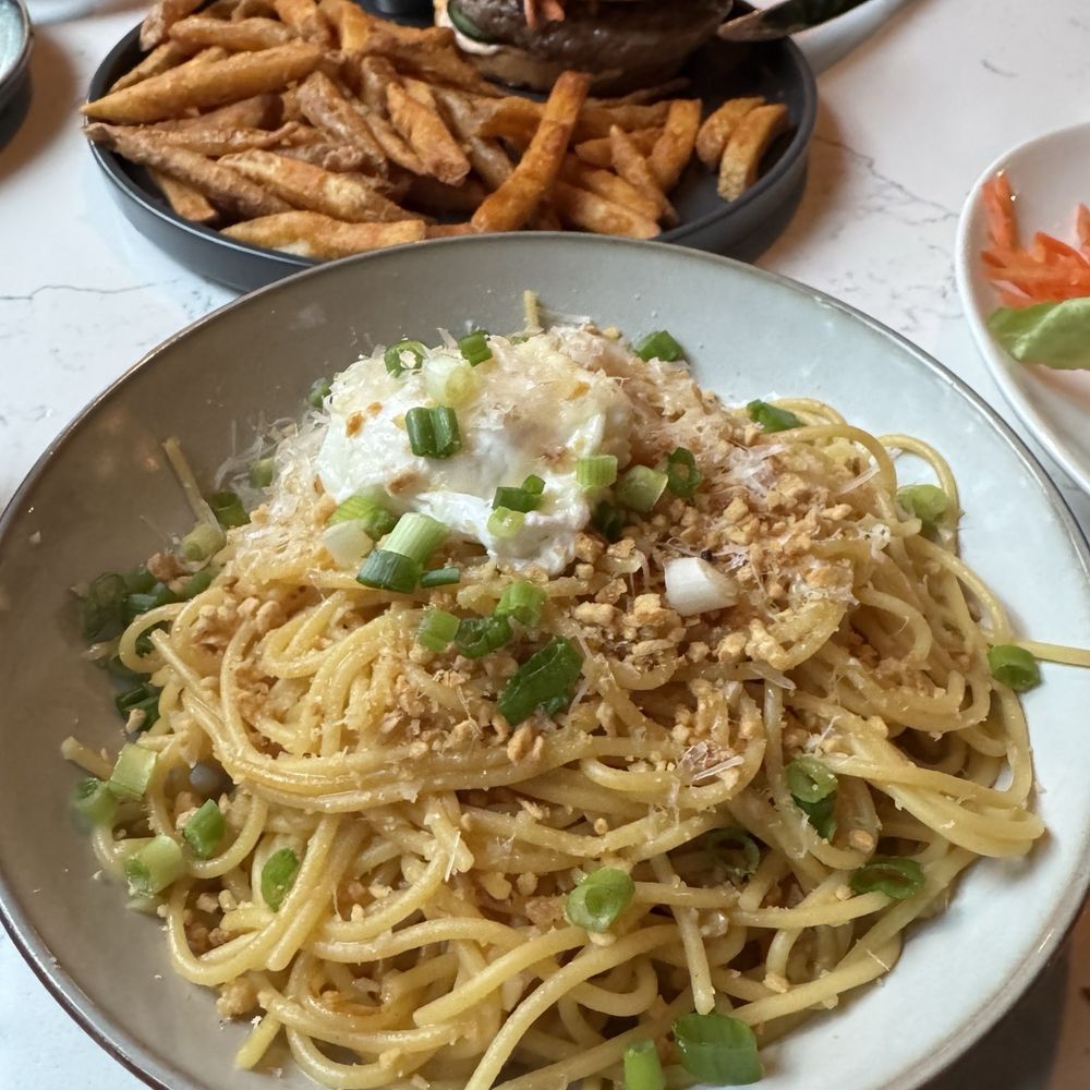 Woo Bar & Kitchen - Garlic noodles at Woo Bar and Kitchen. - Asian Fusion Near Me - Seattle, Washington Woo Bar & Kitchen - Garlic noodles at Woo Bar and Kitchen. - Asian Fusion Near Me - Seattle, Washington