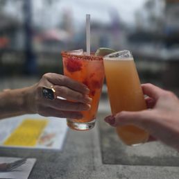 Not on the menu- Strawberry margarita and peach Bellini. Not on the menu- Strawberry margarita and peach Bellini.