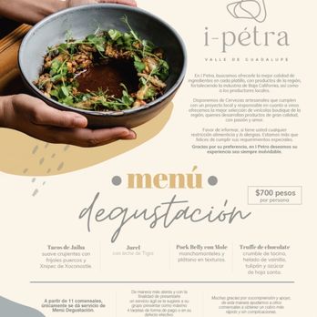 I-Pétra Restaurante - MENU - Restaurants Near Me - Ensenada, BCN