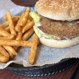 Pork tenderloin sandwich with fries Pork tenderloin sandwich with fries