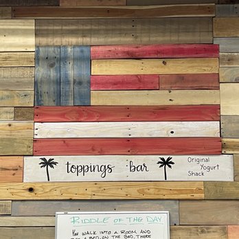 Original Yogurt Shack - American flag above the toppings bar, plus a new riddle every time we come in! - Ice Cream & Frozen Yogurt Near Me - Carlsbad, California