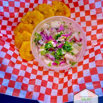 The Pink Cubana - Fresh Ceviche with Tostones - Cuban Near Me - Miami, Florida