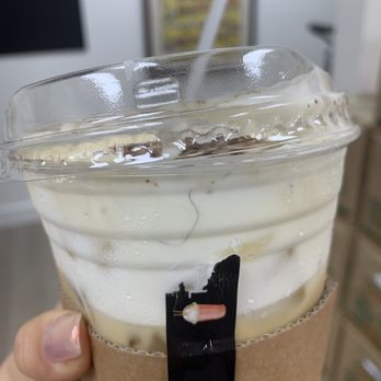Enchanted Coffee Bar - Ordered the The New London drink today......and found a black long hair in my drink - Coffee & Tea Near Me - La Mirada, California