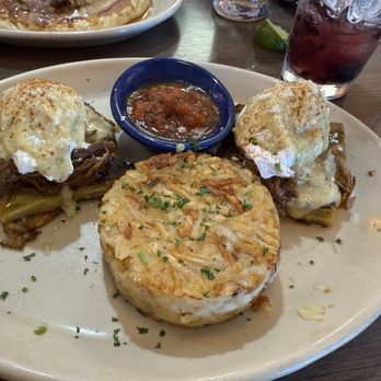 Snooze, an A.M. Eatery - Barbacoa Chile Verde Benny* - Breakfast & Brunch Near Me - Phoenix, Arizona
