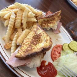 Star 63 - Monte Cristo Sandwich with side of fries.