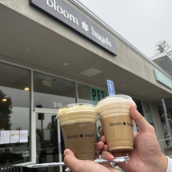 Bloom Bagels - Hojicha Latte Banana Espresso Latte (Iced) - Bagels Near Me - Campbell, California