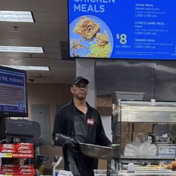 Hot food counter and a rac!st.
