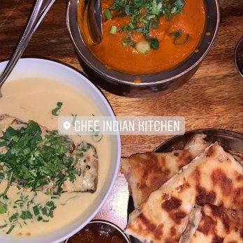 Ghee Indian Kitchen - Chicken Tikka Masala and Ghost Cheddar Naan - Indian Near Me - Miami, Florida