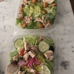 The Brass Lantern - Greek salad and Caesar salad both with grilled chicken.