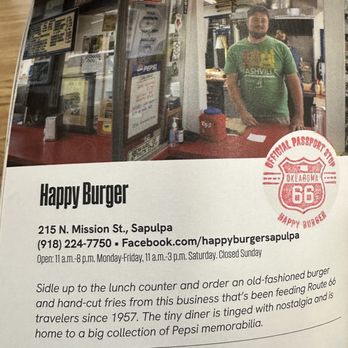 Happy Burger - Oklahoma Passport Stamp - Burgers Near Me - Sapulpa, Oklahoma