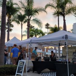 Oceanside Art Walk - Sunset over the library fountain and the First Friday Art Walk Oceanside.