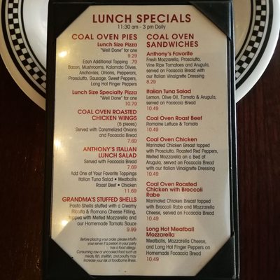 Menu photo 1 Anthony's Coal Fired Pizza & Wings Coral Gables, FL