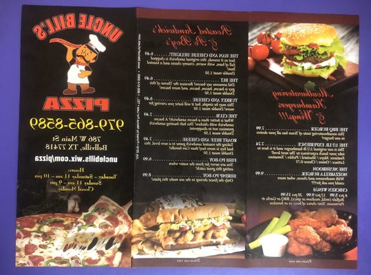 Menu photo 1 Uncle Bill's Pizzeria Bainbridge, GA Menu photo 1 Uncle Bill's Pizzeria Bainbridge, GA