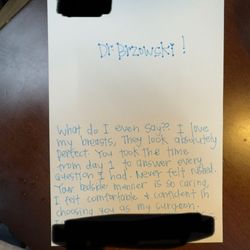 Brzowski Plastic Surgery - Thank you note.
