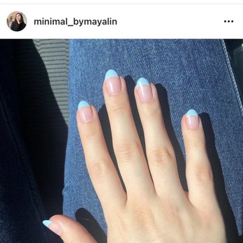 Crystal Nails - Blue French gel manicure - Nail Salons Near Me - Galt, California Crystal Nails - Blue French gel manicure - Nail Salons Near Me - Galt, California
