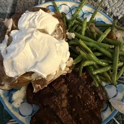 Sterlings Grille - My 'to go' order: Filet, Delightful Old School Green Beans and a Baked Potato - KAPOW!