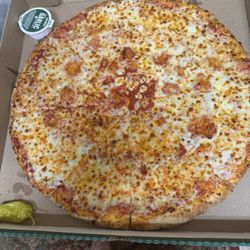 Papa Johns Pizza - Extra large pepperoni pizza. Except they forgot the pepperoni