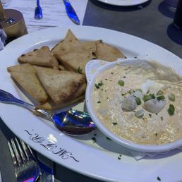 Crab dip with pita chips