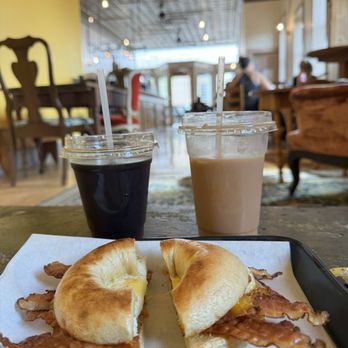 Rocketcup Coffee - Bacon, Egg, & Cheese  Nitro Cold Brew Raspberry Vanilla Latte - Cafes Near Me - Olean, New York