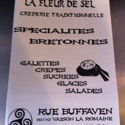 La Fleur de Sel - La carte de galettes et crêpes et galettes à emporter