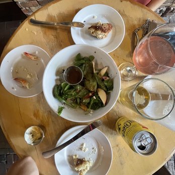 The Basics - Spinach salad with goat cheese, apples, and balsamic, the crab cakes  app, and a Mimosa Du Jour. - Southern Near Me - Wilmington, North Carolina