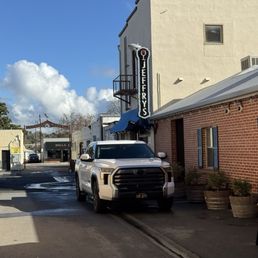 Exterior outside entrance of Jeffry's Wine Country BBQ - Front of the restaurant. It's down a side alley. - Paso Robles, California Exterior outside entrance of Jeffry's Wine Country BBQ - Front of the restaurant. It's down a side alley. - Paso Robles, California