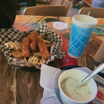 Fisherman's Market - Halibut Fish n Chips and a cup of Clam Chowder - Seafood Near Me - Eugene, Oregon Fisherman's Market - Halibut Fish n Chips and a cup of Clam Chowder - Seafood Near Me - Eugene, Oregon