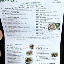 Pho Basil - Menu as of Sept 2025