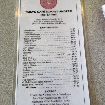 Tara's Cafe & Malt Shop - Menu - Diners Near Me - Belton, Missouri