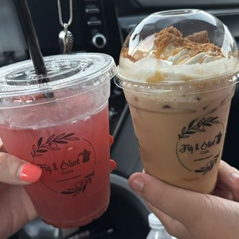 Fig and Olive Cafe - Strawberry Sparker and Biscoff Cookie Ice Latte - Desserts Near Me - Greensboro, North Carolina Fig and Olive Cafe - Strawberry Sparker and Biscoff Cookie Ice Latte - Desserts Near Me - Greensboro, North Carolina