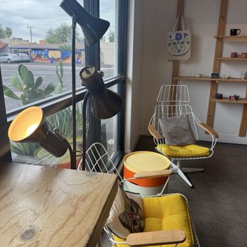 PIP Coffee + Clay - Retro chairs in yellow - Coffee & Tea Near Me - Phoenix, Arizona